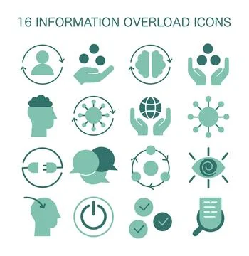 Information Overload Icons set. Flat vector illustration イラスト素材