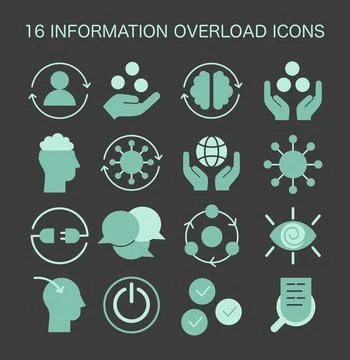 Information Overload Icons set. Flat vector illustration Stockillustratie