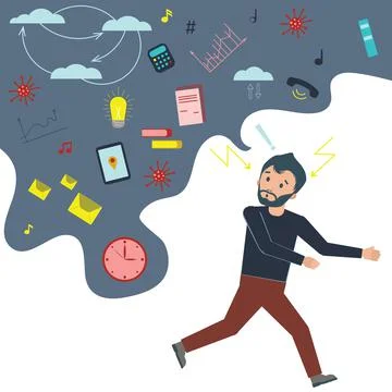 Information overload man Stockillustratie