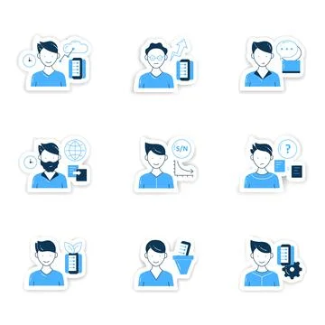 Information overload stickers set Stock Illustration