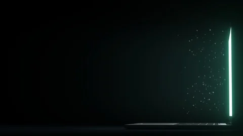 INFORMATION OVERLOAD text appearing near laptop screen. Conceptual 3D animation Video stock 99757921