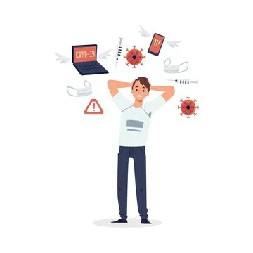 Information overload on topic of coronavirus, flat vector illustration isolated. Stock Illustration