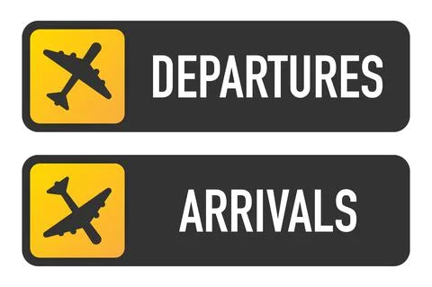 Information panel on the direction of arrivals and departures at airports on  Ilustración de archivo
