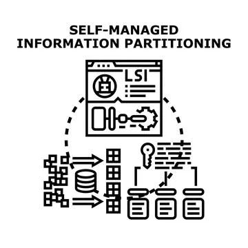 Information partitioning process managing data organization Stock Illustration