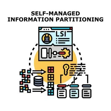 Information partitioning process managing data organization Stock Illustration
