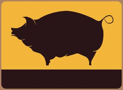 Information plate with pig Illustrazione stock
