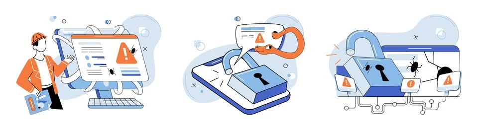Information privacy. Cyber security systems defend networks and systems from Stock Illustration