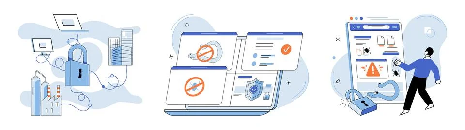 Information privacy. Services manage databases must prioritize datsecurity and Stock Illustration