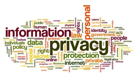 Information privacy in word tag cloud Stock Illustration