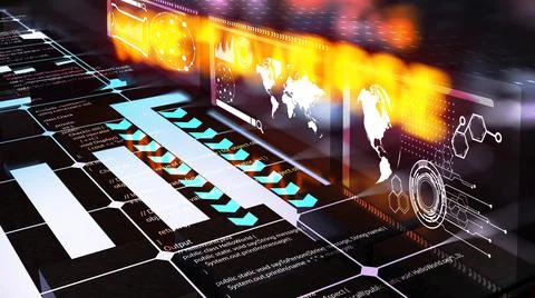 Information processing, data wave motion, energy wave on black background Stock Illustration