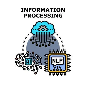 Information processing technology connecting cloud ai and nlp Illustrazione stock