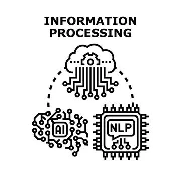 Information processing technology connecting cloud ai and nlp Stockillustratie