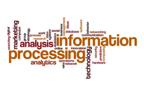 Information processing word cloud concept Stock Illustration