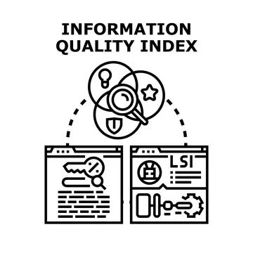Information quality index analysis strategy measuring content performance Illustrazione stock