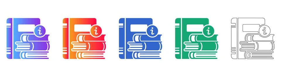 Information Reference Library Icons Stock Illustration