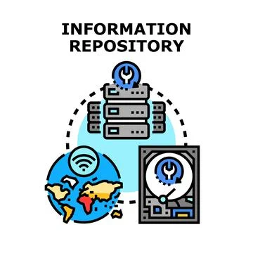 Information repository managing global data storage network Stock Illustration