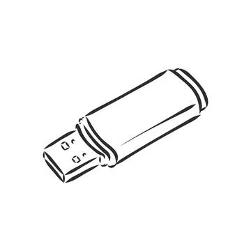Information resident, flash card usb 2. Vector graphics in doodle style. Hand Stock Illustration