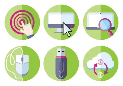 Information resource devices icon set Illustrazione stock