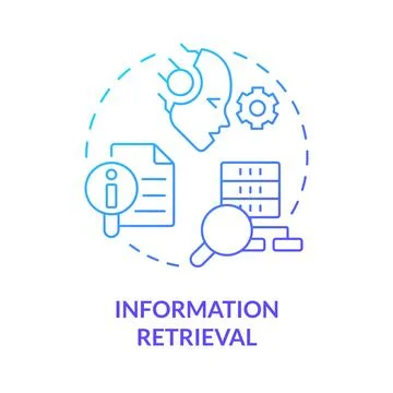 Information retrieval blue gradient concept icon Stock Illustration