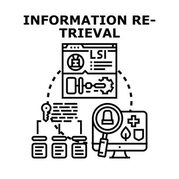 Information retrieval process finding digital data and knowledge Stock Illustration