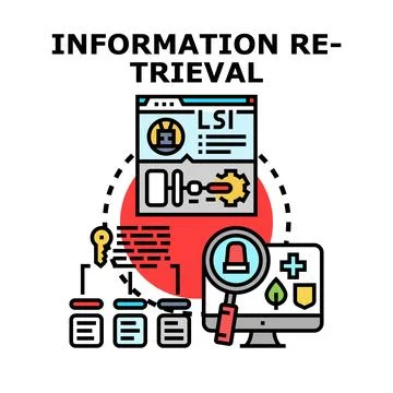 Information retrieval process finding digital data and knowledge Stock Illustration