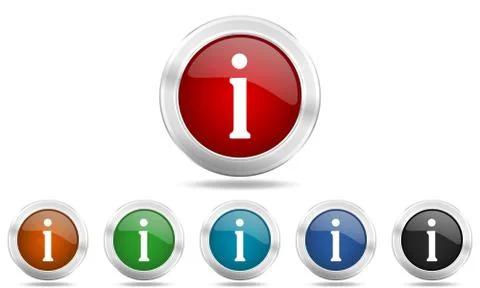 Information round glossy icon set, colored circle metallic design internet bu Stock Illustration