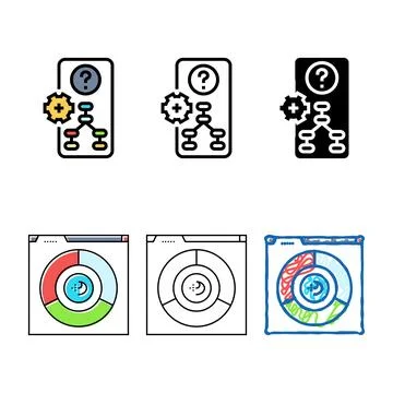 Information scent ux ui design color icon types vector Stock Illustration