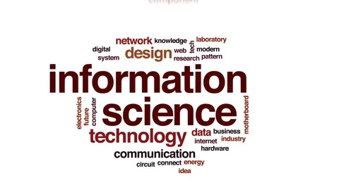 Information science animated word cloud, text design animation. Stock Footage 79417346