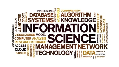 Information science animated word cloud,animation tag kinetic typography loop. Stock Footage 314005296