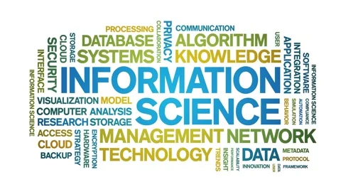 Information science animated word cloud,animation tag kinetic typography loop. Stock Footage 314005311