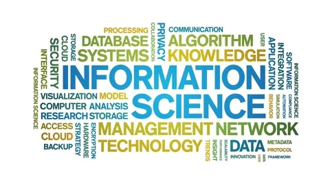 Information science animated word cloud,animation tag kinetic typography loop. Stock Footage 314005325