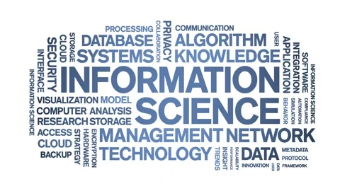 Information science animated word cloud,animation tag kinetic typography loop. Stock Footage 314005336