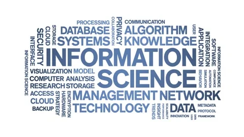 Information science animated word cloud,animation tag kinetic typography loop. Stock Footage 314005347