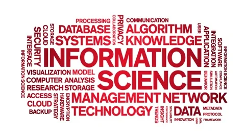Information science animated word cloud,animation tag kinetic typography loop. Stock Footage 314005358