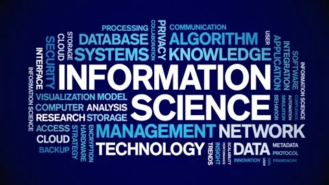 Information science animated word cloud,animation tag kinetic typography loop. Stock Footage 314005469