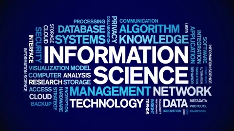 Information science animated word cloud,animation tag kinetic typography loop. Stock Footage 314005615