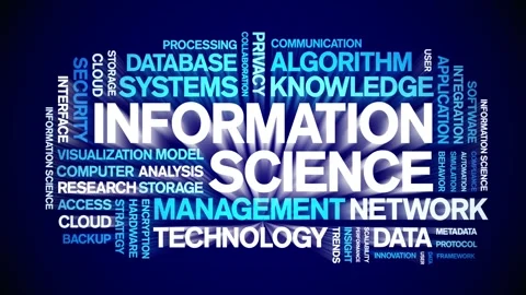 Information science animated word cloud,animation tag kinetic typography loop. Stock Footage 314005643
