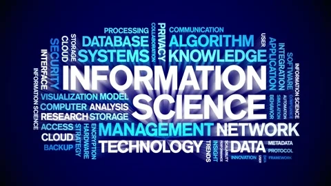 Information science animated word cloud,animation tag kinetic typography loop. Stock Footage 314005658