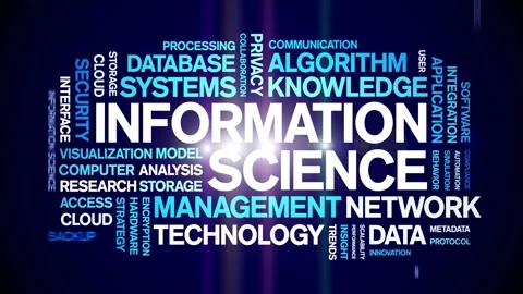 Information science animated word cloud,animation tag kinetic typography loop. Stock Footage 314005684
