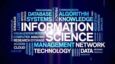 Information science animated word cloud,animation tag kinetic typography loop. Stock Footage 314005715