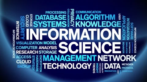 Information science animated word cloud,animation tag kinetic typography loop. Stock Footage 314005746