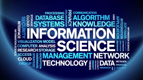 Information science animated word cloud,animation tag kinetic typography loop. Stock Footage 314005779