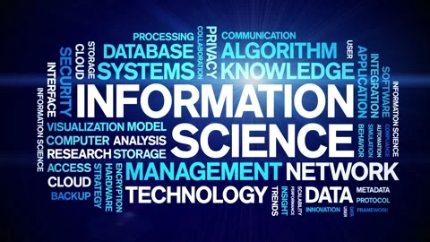 Information science animated word cloud,animation tag kinetic typography loop. Stock Footage 314005807