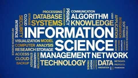 Information science animated word cloud,animation tag kinetic typography loop. Stock Footage 314006016