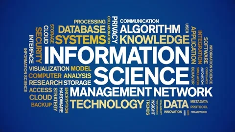 Information science animated word cloud,animation tag kinetic typography loop. Stock Footage 314006182