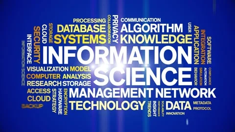 Information science animated word cloud,animation tag kinetic typography loop. Stock Footage 314006324