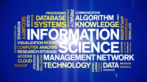 Information science animated word cloud,animation tag kinetic typography loop. Stock Footage 314006480