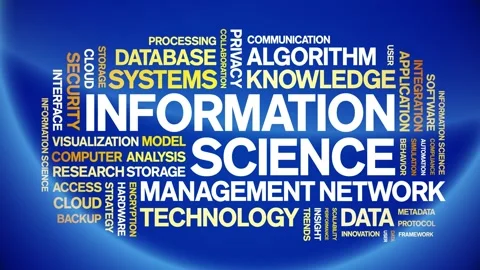 Information science animated word cloud,animation tag kinetic typography loop. Stock Footage 314006600