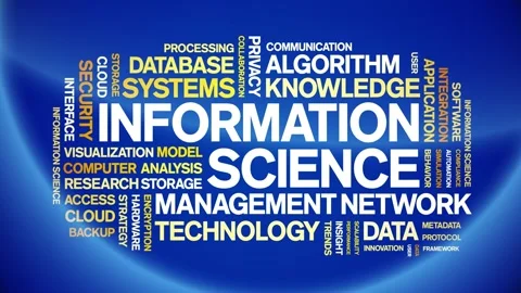 Information science animated word cloud,animation tag kinetic typography loop. Stock Footage 314006694