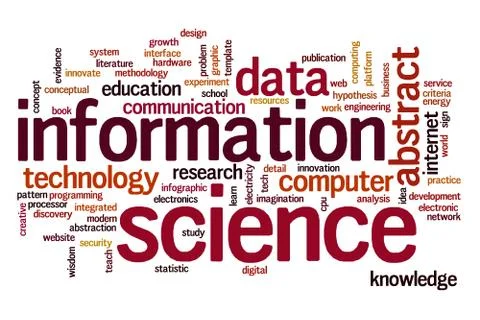 Information science word cloud Illustrazione stock